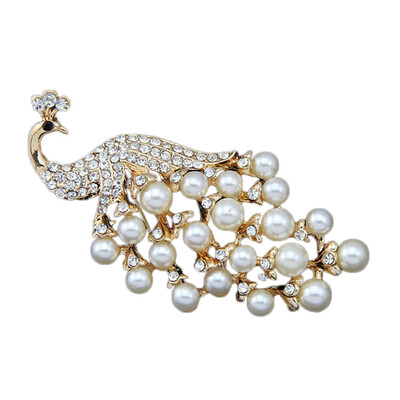 

Delicate 18k White Peacock Brooch Pearl Brooch Personalized Beautiful Small Gift