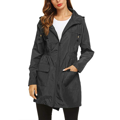 

Toponeto Womens Solid Rain Jacket Outdoor Jackets Waterproof Hooded Raincoat Windproof