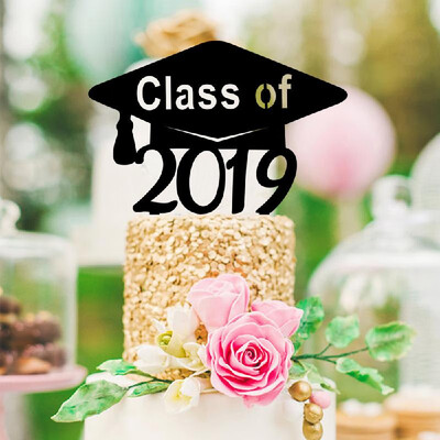 

Black Class of 2019 Congratulations Grad Cake Topper Acrylic Graduation Cake Decorations Party Supplies