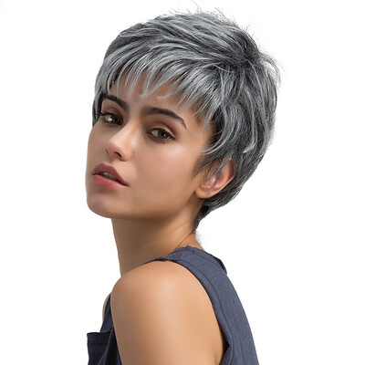 

〖Follure〗Natural Light Gray Straight Short Hair Wigs Short Womens Fashion Wig New