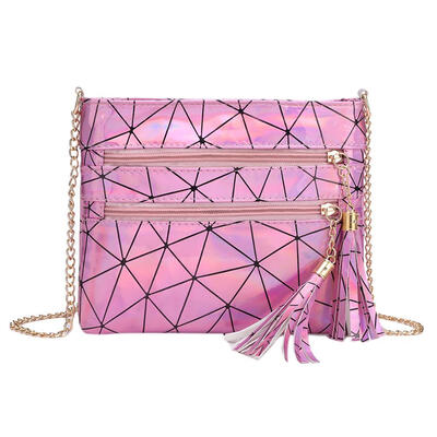 

Girls Geometric Shoulder Handbags Women Chain Patent Leather Crossbody Bags