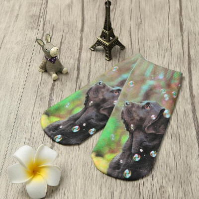 

New Fashion Women Socks Cute Dog Print Low Cut Breathable Stretchy Casual Ankle Socks