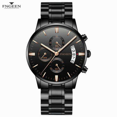 

Fashion Mens Stainless Steel Luxury Military Army Analog Quartz Wrist Watch