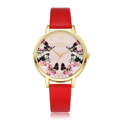 

High Quality Women Watches Colorful Pattern Dial Ladies Quartz Wristwatch Simple Leather Strap Clock Casual Relogio Feminino