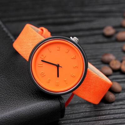 

Korean casual fashion watch male student canvas belt simple three-dimensional digital scale couple quartz female watch