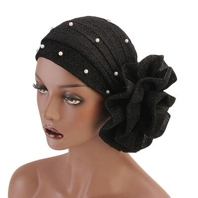 

Fashion Faux Pearl Decor Big Flower Women Muslim Hijab Turban Hat Head Wrap Cap