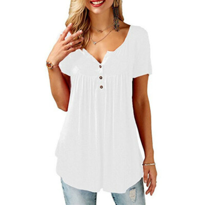 

Women Ladies Summer Cotton Short Sleeve Casual Loose Tops Blouse Tee T-Shirt