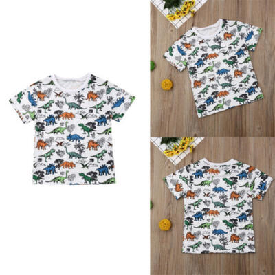 

US Cute Toddler Kid Baby Boy Dinosaur Short Sleeve T-shirt Cotton Fashion Outfit