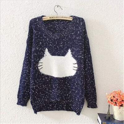

The Cat Head Set Loose Long Cute Sweater