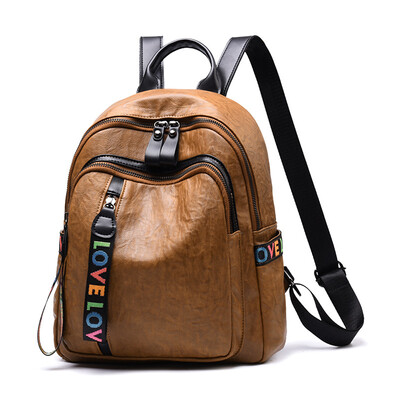 

Soft leather backpack ladies Korean version of the wild tide 2018 new fashion casual simple bag travel backpack leather