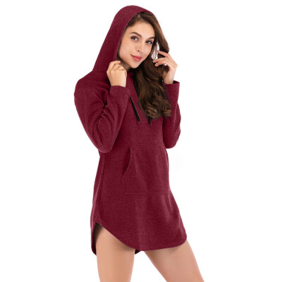 

Toponeto Womens Casual Hoodie Solid Sweatshirt Long Sleeve Irregular Pullover Top Blouse