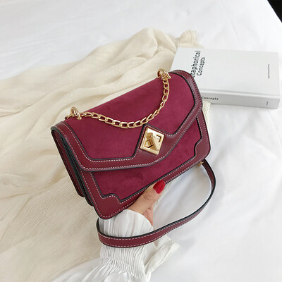 

Lock chain bag ins retro sanding small square bag new 2019 small fresh woman bag single shoulder oblique satchel bag