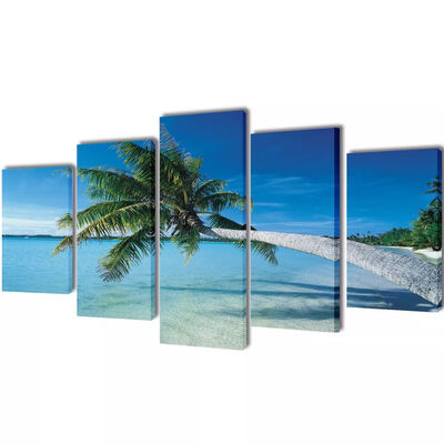 

Canvas Wall Print Set Sand Beach with Palm Tree 39" x 20