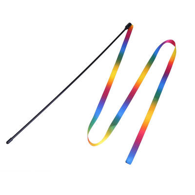 

Rainbow Cloth Ribbon Tease Cats Rod Pets Kitten Interactive Scratching Toys