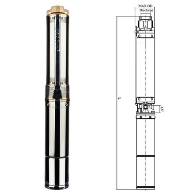 

Ktaxon 4" Submersible Deep Well Pump Electric Portable Stainless Steel Water Pump 1HP 110V60Hz 750W 6 Stage 33GPM Max