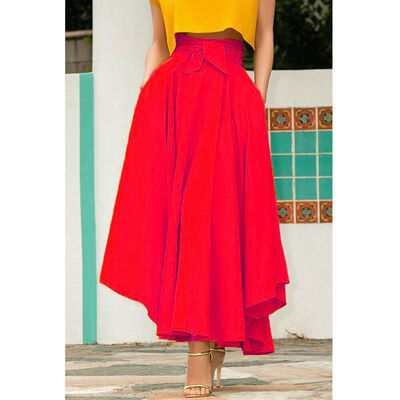 

Sweet Women Vintage High Waist Cocktail Skirt Boho Pleated Long Maxi Skirt