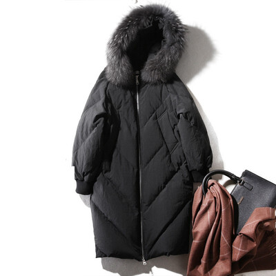 

2018 new winter womens down jacket with a long&thickened down jacket in a large fur collar down coats