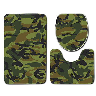 

Gobestart 3pcs Camouflage Non-Slip Bath Mat Bathroom Kitchen Carpet Doormats Decor