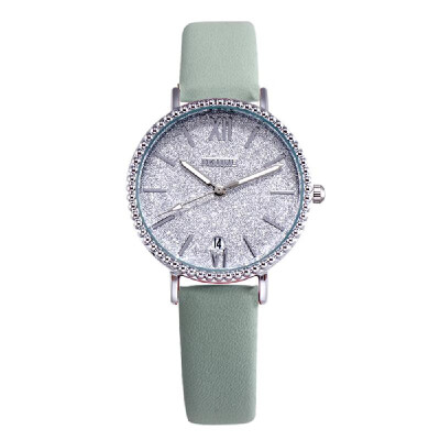 

Fashion Women Brilliant Starry Night White Dial Quartz Watch Student Calendar Alloy Case PU Leather Band Wrist Watch