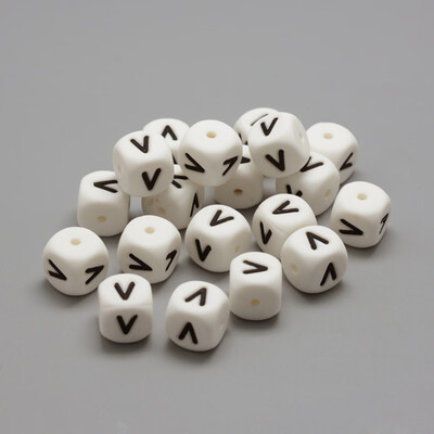 

Food Grade Environmental Silicone Beads Chewing Beads For Teethers DIY Nursing Necklaces Making Letter Style Cube LetterV 1