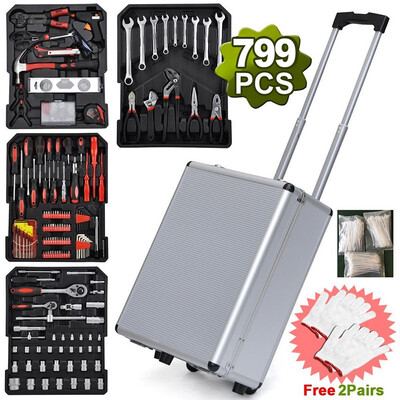 

Ktaxon 799 PCS Mechanics Tool Kit Wrenches Socket wTrolley Case DTY Hand Tool Set