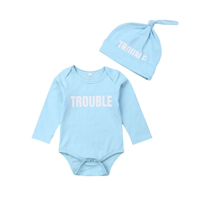 

Newborn Infant Baby Letters Bodysuit Twins Romper Playsuit Hat Outfit Clothes