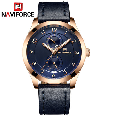 

NAVIFORCE NF3004 Man Watch Quartz Watch Leather 3ATM Waterproof Date Hour Wrist Watch