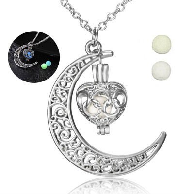 

Charms Moon Star Square Love Heart Glow In The Dark Luminous Hollow Out Water Drop Pendant Necklace Glowing Locket Jewelry Gift