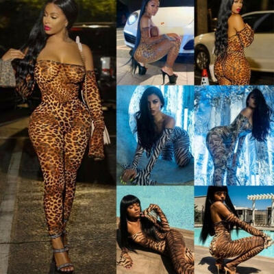 

US Women Ladies Fancy Off Shoulder Bodycon Long Jumpsuit Rompers Party Clubwear