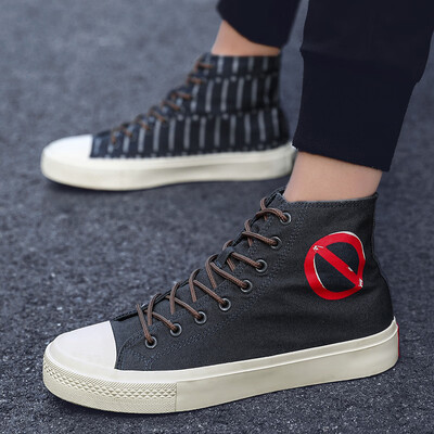 

Hooligan Rabbit Question Canvas Shoes Mens Autumn High-Up Cloth Shoes Personality Graffiti Trend Shoes in Summer
