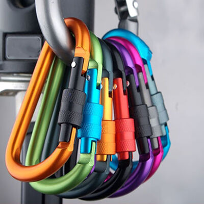 

5 PCS D-Ring Carabiner Climbing Locking Screwgate Key Chain Clip Outdoor Buckle