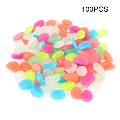 

Greensen 100 PCS Mixed Color Glow in Dark Pebbles Stones Luminous Garden Outdoor Aquarium Decor