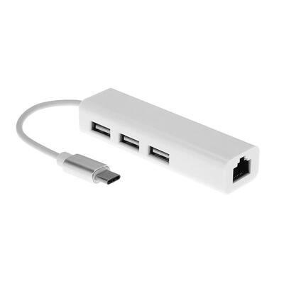 

Type-C USB-C to RJ45 Gigabit LAN 3 Ports USB20 HUB Adapter for MacBook