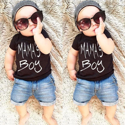

Toddler Fashion Kids Baby Boys Clothes T Shirt Top Tee Denim Short Pants Outfits