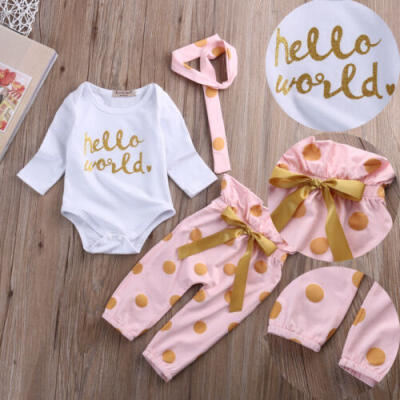 

Baby Girl Outfit Sets Playsuit Romper Leggings Pants Clothes Set With Headband