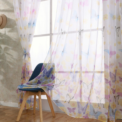 

Toponeto Butterfly Sheer Curtain Window Treatment Voile Drape Valance 1 Panel Fabric