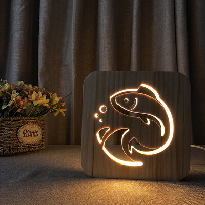 

Gobestart Wooden LED Night Light Animale Dog Paw Cat Lion Pet Shaped 3D USB Desk Lamp