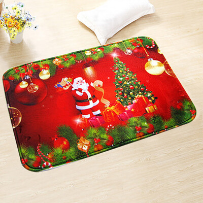 

Gobestart Thick Flannel Christmas Print Carpet Mats Household Bathroom Mat Bedroom Mat
