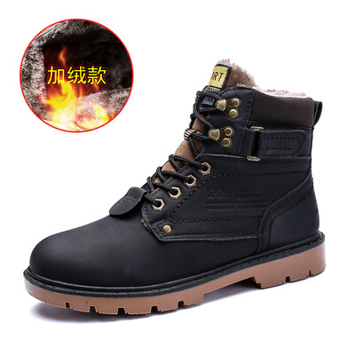 

Trends large size tooling shoes mens England plus cotton warm Martin boots outdoor leather hiking shoes