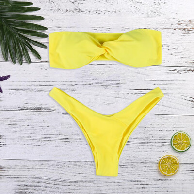 

Roseonmyhand Women Solid Tube up Bandage Two Pieces Bikini Swimwear Swimsuit Beachwear