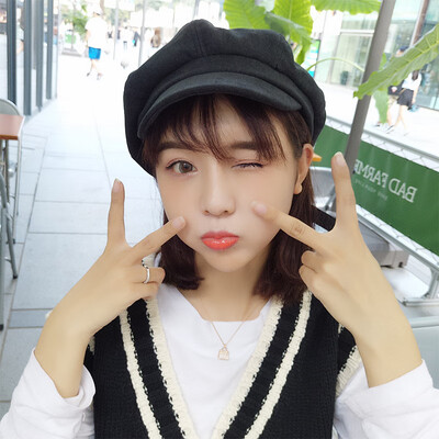

South Korea Autumn&Winter Retro British Literary Newsboy Painter Hat Female Korean Beret Bow Pumpkin Octagon Hat Tide