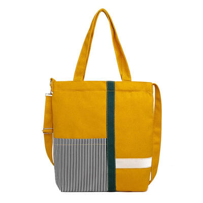 

Canvas Shoulder Messenger Handbags Women Striped Vertical Square Totes