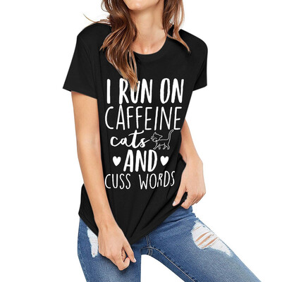 

Starmoon Womens Short Sleeve Casual Comfort Letter Print Tops T-shirt Loose Blouse