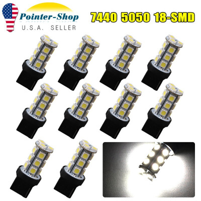 

10x Pure White 7440 T20 5050 18-SMD Trailer Tail Backup Reverse LED Light Bulbs