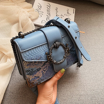 

Chic casual bag texture retro chain small square bag new 2019 casual womens shoulder bag Messenger bag