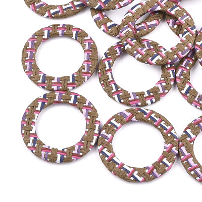 

Handmade Raffia Woven Linking Rings with Iron & Aluminum Findings Platinum SaddleBrown 505x6mm Inner Diameter 33mm
