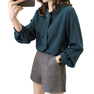 

Spring Summer Women Shirt Long Sleeve Shirts Korean Women Streetwear Slim Chiffon Blouse Elegant Ladies Tops