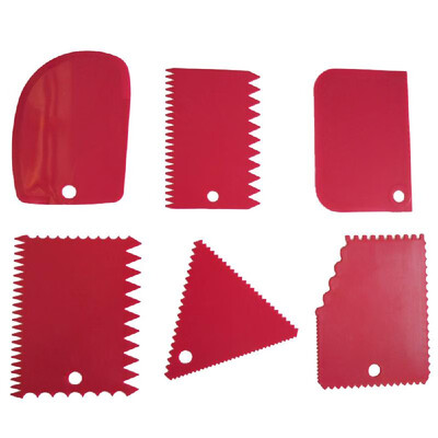 

6 PcsSet Cake Scraper Edge Decorating Cutters Set Comb & Icing Smoother for Bread Dough Fondant Tool