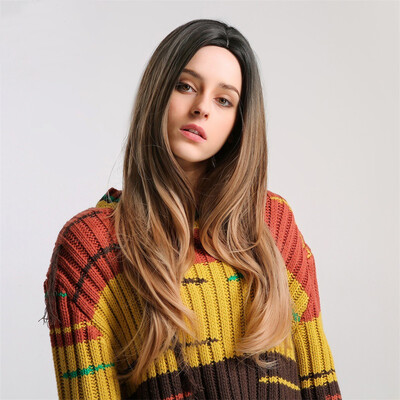 

Gobestart Chemical Fiber Hair Wig Women In The Natural Three-color Gradient Hair Wig