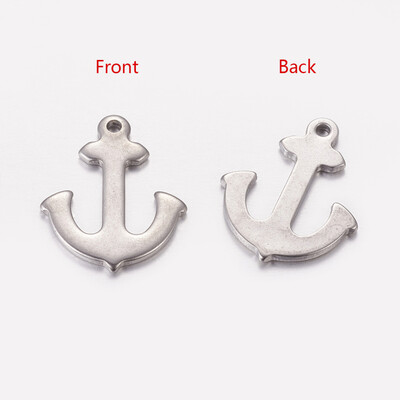 

304 Stainless Steel Anchor Pendants Stainless Steel Color 16x13x1mm Hole 1mm